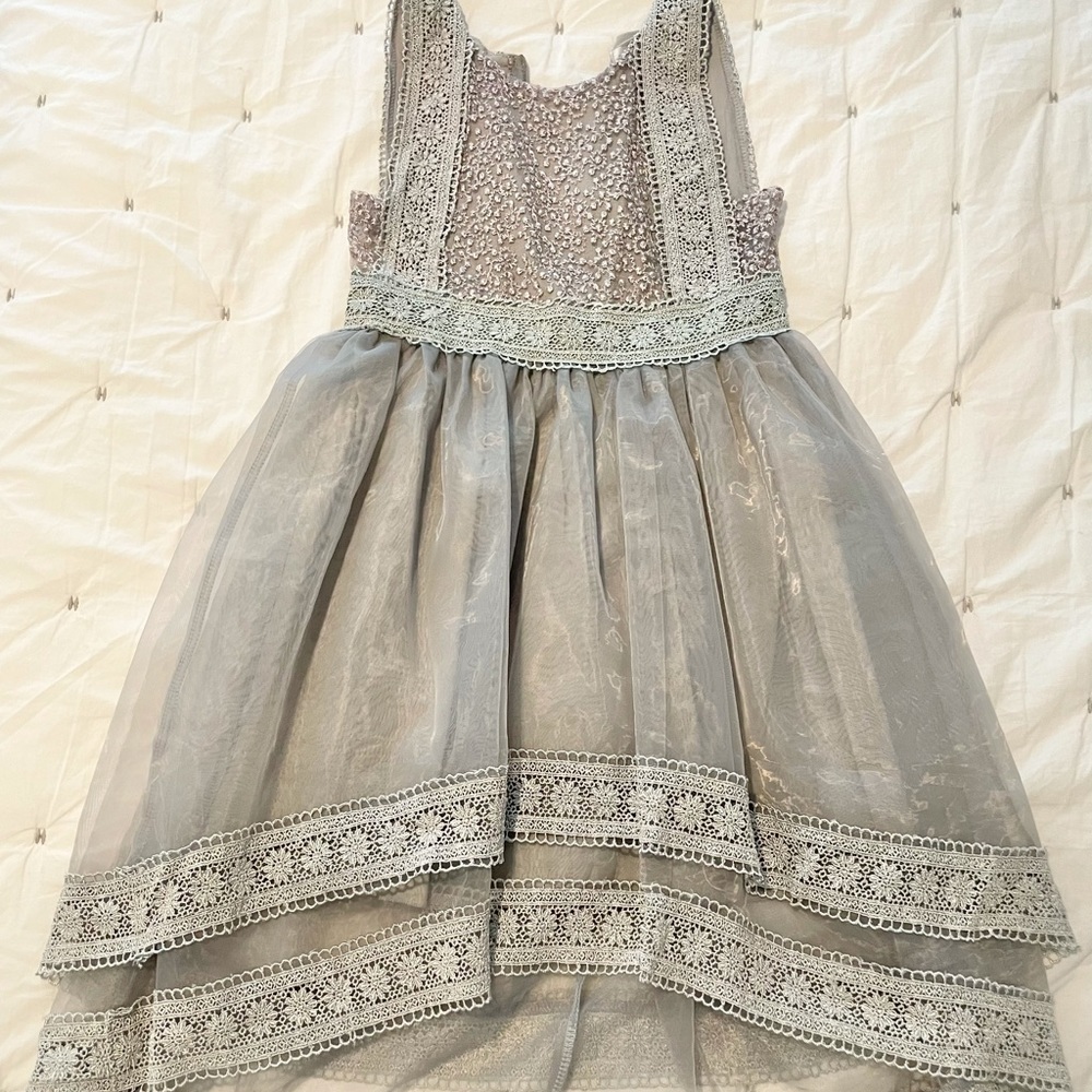 Trish Scully Dress. Grey/silver. Flower girl